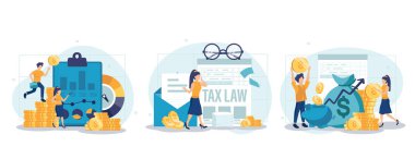 Finansal ya da iş mesleği belirlendi. Finansal operasyon yapan bir iş adamı. Ekonomist, finansör, borsacı, muhasebeci, tüccar, vergi müfettişi, ticari direktör. Vektör illüstrasyonu