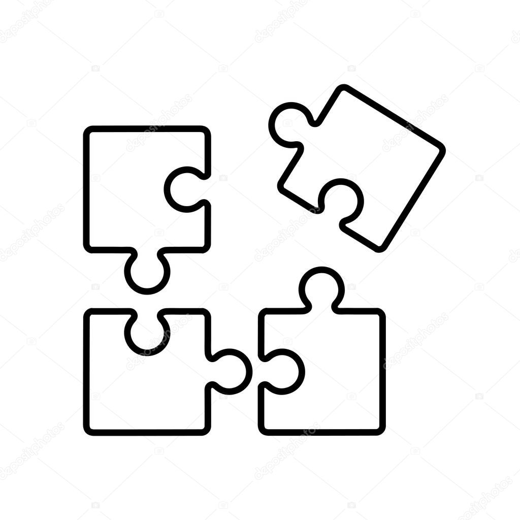Integration outline icon. 4 puzzle pieces business concept icon. Development icon. vector. Editable stroke. linear style sign for use web design. Symbol illustration.
