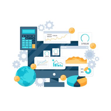 İş tahmini konsepti. İş analizi. Düz vektör illüstrasyonu