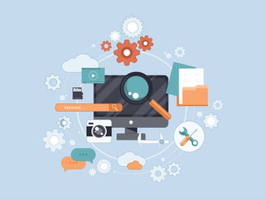 Bilgi işlem kaynakları simgesi. Düz vektör çizim