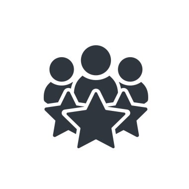 Müşteri deneyimi vektör simgesi. 5 yıldız memnuniyet derecelendirme vektör simgesi, iş deneyimi sembolü. Yetenek kazanma, çalışan ödülü, müşteri memnuniyeti, başarı.