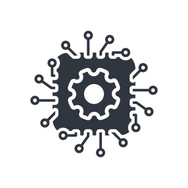 Yapay zeka yapay zeka işlemci çip simgesi. Mini AI İşlemci simgesi koleksiyonu