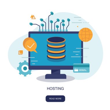 Hosting konsepti. Düz vektör çizimi