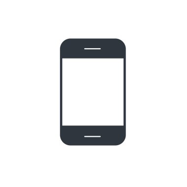 Beyaz arkaplanda dokunmatik ekran telefon simgesi vektörü.