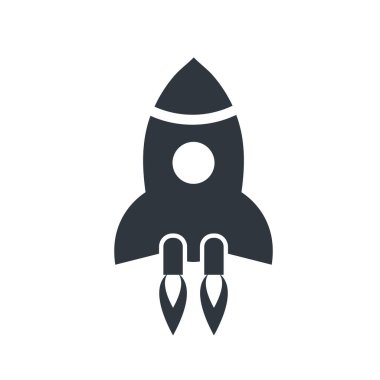 Roket ikonu. Basit ana hatlı roket işaretleri ayarlandı. Roket fırlatma simgesi.