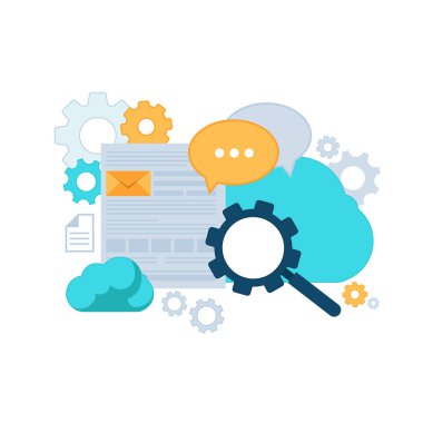 Arama Motoru Optimizasyonu. Düz vektör çizim.