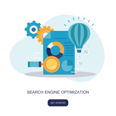 Arama Motoru Optimizasyonu. Düz vektör çizim.