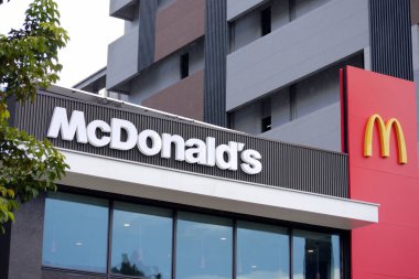 Taipei, TAIWAN - SEP 13, 2024The store sign and iconic yellow M symbol of the famous fast food restaurant McDonald's.
