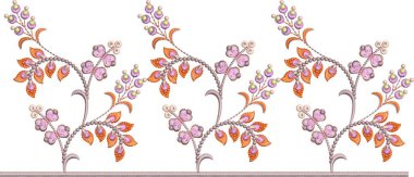 Güzel çiçekli, nakışsız desenli ve koyu arkaplanda el yapımı çiçek süsü. Moda ürünleri için nakış ve basılı kumaş veya kağıt ve Babür sanatı için en iyi kaplamalı tasarım.