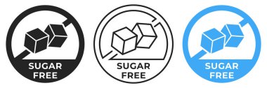 Sugar free icon. No sugar forbidden label. Diabetic ban or prohibition logo, illustration, badge, symbol, stamp, sticker, emblem or seal isolated.