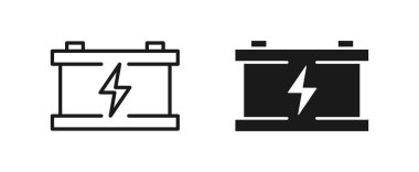 Car battery vector icon. Auto accumulator symbol. Electric charge sign. Automotive energy illustration isolated. Generator sign for web and apps UI. Line and filled icon.