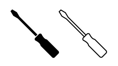 Screwdriver vector icon. Mechanic equipment simple illustration isolated. Repair tool line sign. Workshop fix service symbol.