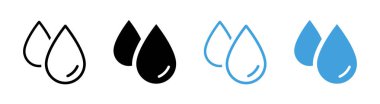 Water drop icon. Raindrop vector illustration. Wet symbol. Oil sign. Blue dripped rain droplet pictogram. Dew icon isolated.