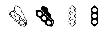 Soy bean icon. Pea pod vector illustration. Legume seed symbol. Soybean sign isolated.