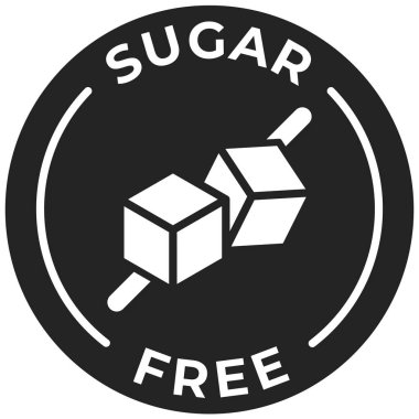 Sugar free label icon vector. Sugar free black badge. No allergen seal for product packaging. Diabetic sticker isolated illustration.