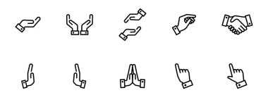 Holding hand icon. Finger pointer or cursor vector illustration. Hand gestures icon set.