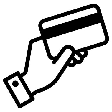 Hand holding credit card vector icon. ATM illustration. Payment symbol.