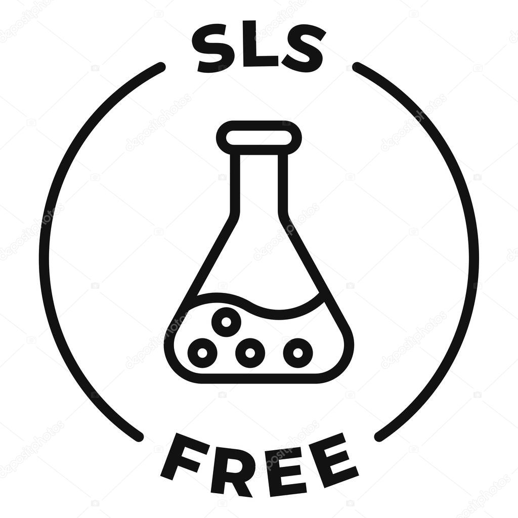SLS or SLES free icon. No chemical ingredients label. SLS free vector illustration for product packaging logo, sign, symbol or emblem isolated.