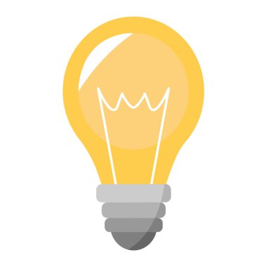 Light bulb illustration. Yellow lamp icon. Electricity power vector symbol isolated. Colored idea creative pictogram in cartoon style.