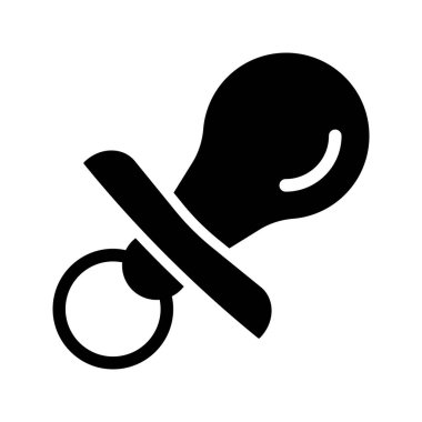 Baby pacifier icon. Newborn nipple vector illustration. Child symbol. Toddler dummy icon isolated black filled.