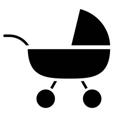 Baby carriage icon. Pushchair vector illustration. Outline toddler carriage filled symbol isolated.