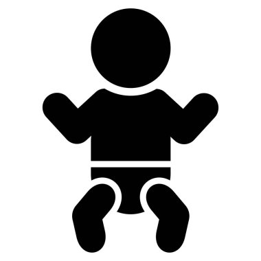 Black baby icon. Toddler symbol. Black child vector illustration. Newborn with diaper isolated sign.