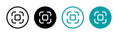 Camera capture button icon set. QR code scanner symbol. Screenshot vector sign collection. Picture sharpened isolated illustration.