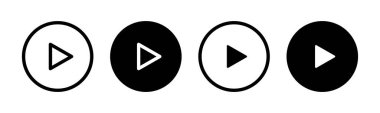 Play button icon set. Start symbol vector illustration isolated. Web media interface play sign.