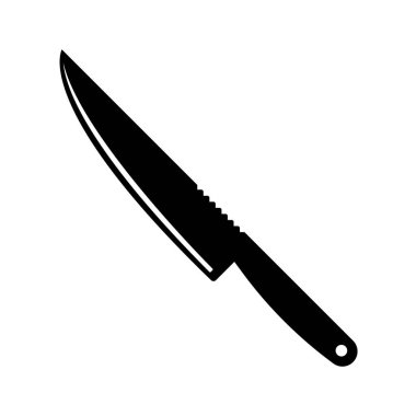 Kitchen knife vector illustration. Black knife silhouette. Cutlery icon isolated.
