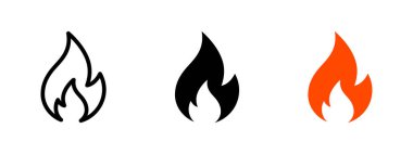 Fire icon. Flame symbol. Fiery burn sign. Flammable gas illustration isolated.
