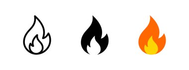 Alev ikonu ateşle. Yanan sembol. Ateş topu işareti. Enerji çizimi izole edildi.