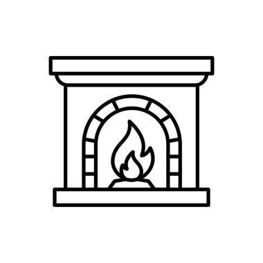 Fireplace icon. Hearth vector illustration isolated. Chimney symbol. Firewood icon.