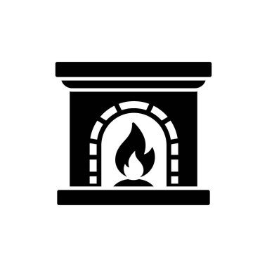 Fireplace icon. Hearth vector illustration isolated. Chimney symbol. Firewood icon.