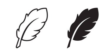 Feather icon. Quill pictogram. Fluffy symbol. Flying sign. Light weight vector illustration isolated. Fuzz logo.