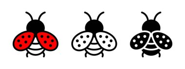 Cute ladybug icon. Colored bug symbol. Cartoon insect vector illustration isolated.