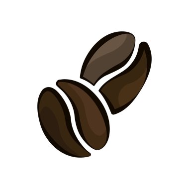 Coffee beans brown icon. Roasted coffee vector illustration isolated. Espresso brown aquarelle art. Colored aroma symbol.