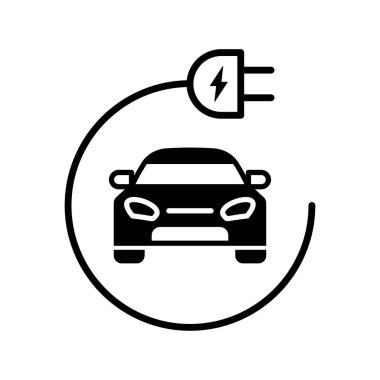 Electric car charging icon. Charge station symbol. Electric automobile vector illustration isolated. Eco energy sign. Car battery icon.