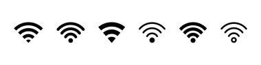 Wi-Fi icon set. Network symbol. Wireless connection vector illustration. Wi-Fi signal sign. Hotspot pictogram isolated.