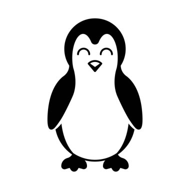 Cute penguin vector illustration. Happy baby penguin cartoon character design. Antarctic animal isolated icon.