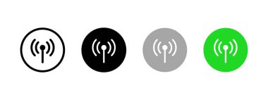 Hotspot buttons icon set. Wi-Fi connection status for mobile phone. Antennae symbol. Digital wireless network vector illustration isolated. Modem mode sign.
