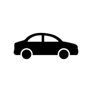 Car icon. Auto symbol. Automobile vector illustration. Vehicle sign. Sedan silhouette. Black car graphic design isolated.