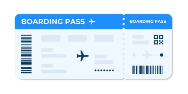 Boarding pass vector illustration. Air plane ticket template. Airline flight pass concept. Blue departure document. Blue airplane ticket design. Blank boarding pass template isolated.