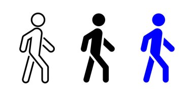 Walking person icon. Man on walk vector illustration. Pedestrian sign. Human pictogram. Person silhouette isolated concept.