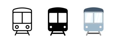 Train icon. Railway station symbol. Railroad locomotive vector illustration. Subway, metro and underground sign. Public tram pictogram. Railway carriage isolated concept.