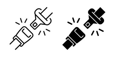 Emniyet kemeri ikonu. Emniyet kemeri vektör çizimi. Kemerlerinizi bağlayın. Güvenli ulaşım resimli programı. Emniyet kemeri takılı sürücü koruması kavramı.