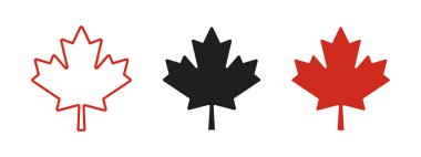 Maple leaf icon. Canada flag sign. Red maple leaves vector illustration. National Canadian emblem. Autumn fall symbol. Maple silhouette isolated.