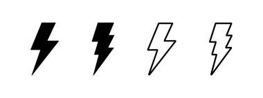 Lightning strike icon. Thunder bolt symbol. Thunderstorm flash vector illustration. High voltage sign. Electric energy and power pictogram. Charge glyph. Speed isolated concept.