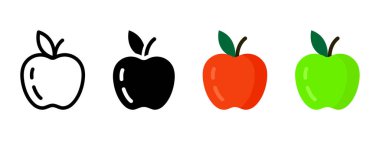 Apple icon. Red and green apple vector illustration. Vitamin snack symbol. Healthy diet nourishment sign. Ripe and juicy apple pictogram. Vegetarian lunch and breakfast isolated concept.