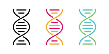 DNA icon. Genetic molecule vector illustration. Genome biology colorful spiral chromosome symbol. Molecular helix biotechnology pictogram. Chemistry sign. Gene medicine evolution isolated concept.