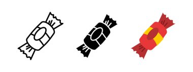 Candy wrapped icon. Sweet confectionery symbol. Vector illustration of a wrapped treat. Classic dessert pictogram. Colorful and delicious sugar snack concept.